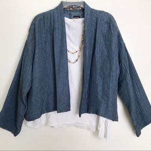 Eileen Fisher Silk Linen Textured Open Kimono Jacket size M
